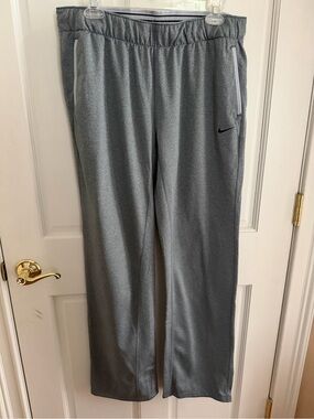 Womens NIKE Polyester Grey Drawstring Dri-Fit Pants Size Medium